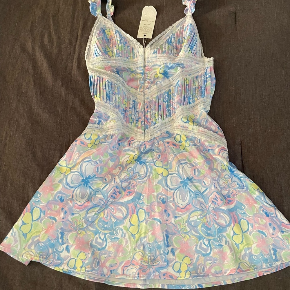 New Floral Pastel Dress with Lace Details